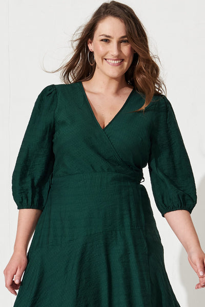 Acacia Wrap Midi Dress in Emerald Green – St Frock